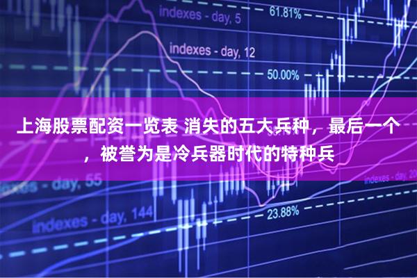 上海股票配资一览表 消失的五大兵种，最后一个，被誉为是冷兵器时代的特种兵